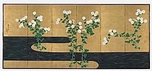 Chrysanthemums by a Stream by Ogata Kōrin (Japanese, 1658–1716)