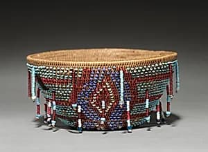 Conical Beaded Basket by Unknown Artist