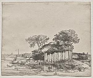 Cottage with a White Paling by Rembrandt van Rijn (Dutch, 1606–1669)