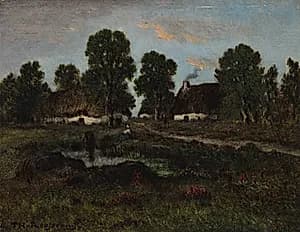 Cottages Near Larchant by Théodore Rousseau (French, 1812–1867)