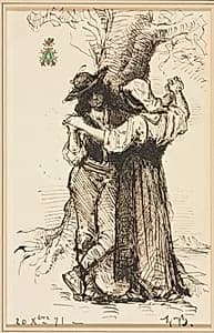 Couple Courting by a Tree by Léon Bonnat (French, 1833–1922)