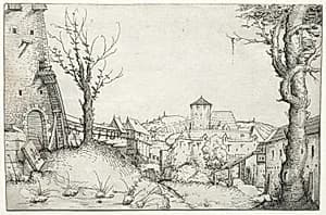Courtyard of a castle by Augustin Hirschvogel (German, 1503–1553)