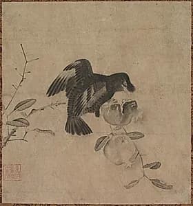 Crow on a Pomegranate by Unknown Artist