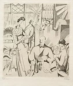 Dinner at the Bistro by Jean-Émile Laboureur (French, 1877–1943)