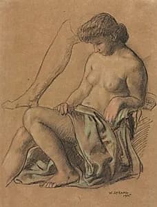 Draped Figure Seated by William Strang (British, 1859–1921)