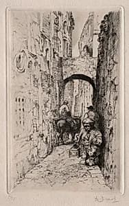 Dwarf in Narrow Street by Auguste Brouet (French, 1872–1941)