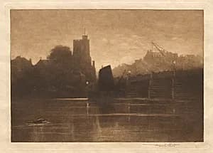 Ebb Tide, Putney Bridge by Frank Short (British, 1857–1945)