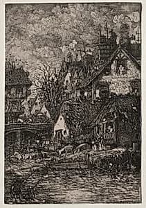 Entrance to a Village by Rodolphe Bresdin (French, 1822–1885)