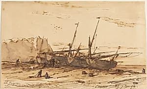Étretat by Charles-Émile Jacque (French, 1813–1894)