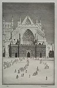 Exeter Cathedral by Herbert Gordon Warlow (British, 1885–1942)
