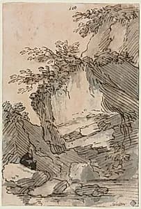Figures by a Rocky Pool by Salvator Rosa (Italian, 1615–1673)