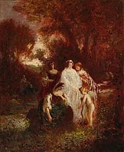 Figures in the Woods by Adolphe Monticelli (French, 1824–1886)