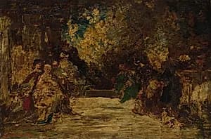 Figures on a Terrace by Adolphe Monticelli (French, 1824–1886)