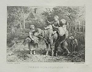 First Riding Lesson by Charles-Émile Jacque (French, 1813–1894)