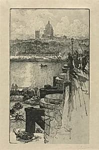Fishermen on  a Pier, Paris by Auguste Louis Lepère (French, 1849–1918)