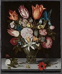 Flowers in a Glass by Ambrosius Bosschaert (Dutch, 1573–1621)