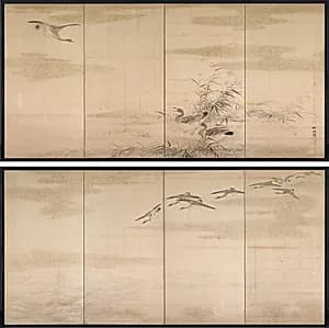 Geese, Reeds, and Water by Yamamoto Baiitsu (Japanese, 1783–1856)