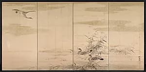 Geese, Reeds, and Water by Yamamoto Baiitsu (Japanese, 1783–1856)