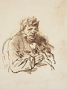 Head of an Old Man by Paul Gavarni (French, 1804–1866)