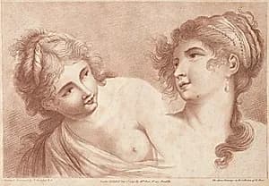 Heads of Two Women by Francesco Bartolozzi (British, 1727–1815)