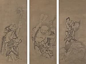 Hotei with Daoist Immortals by Kyūseki Tomonobu (Japanese, 1653–1721)
