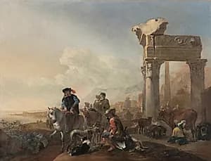 Hunters Near Ruins by Jan Baptist Weenix (Dutch, 1621–1660)
