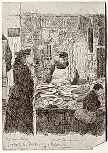 In the Old Market by Jean-Émile Laboureur (French, 1877–1943)