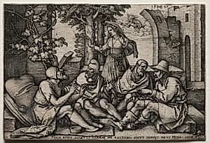 Job and His Friends by Hans Sebald Beham (German, 1500–1550)