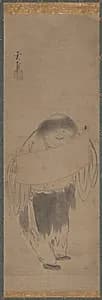 Kanzan Holding a Scroll by Unpo Shūkū (Japanese, active 1400s)
