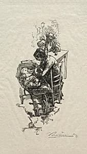 La femme au berceau by Auguste Louis Lepère (French, 1849–1918)