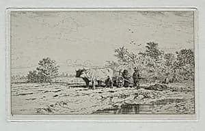 Landscape, Labourers by Charles-Émile Jacque (French, 1813–1894)