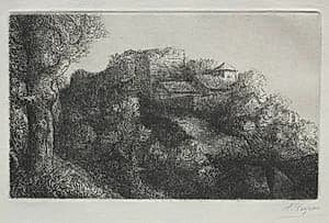 Landscape (with buildings) by Alphonse Legros (French, 1837–1911)
