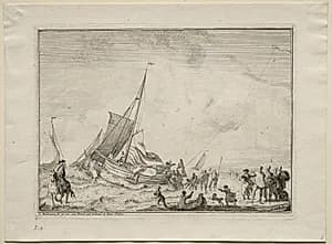 Launching a Ship by Ludolf Backhuysen (Dutch, 1631–1708)