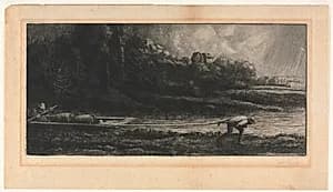 Le Paysage au Bâteau by Alphonse Legros (French, 1837–1911)