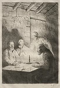 Le Souper chez misère by Alphonse Legros (French, 1837–1911)