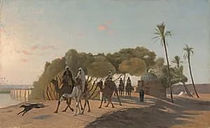 Leaving the Oasis by Jean-Léon Gérôme (French, 1824–1904)