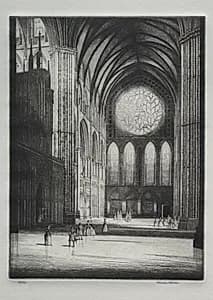 Lincoln Cathedral, Interior by Herbert Gordon Warlow (British, 1885–1942)