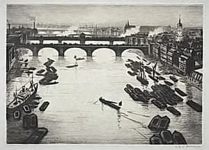 London Bridges by Christopher Nevinson (British, 1889–1946)