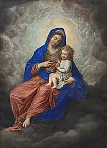 Madonna and Child in Glory by Isaac Oliver (French, c. 1565–1617)