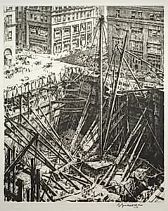 Manhattan Excavation by Muirhead Bone (British, 1876–1953)