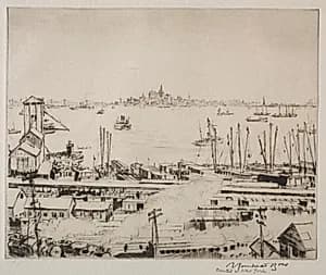 Manhattan from Staten Island by Muirhead Bone (British, 1876–1953)