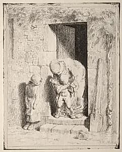 Maternal Precaution by Jean-François Millet (French, 1814–1875)