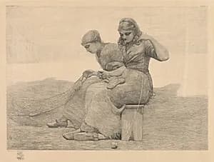 Mending the Nets by Winslow Homer (American, 1836–1910)