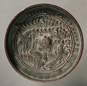 Mirror with Pine and Cranes by Unknown Artist