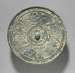 Mirror with Scroll Design by Unknown Artist
