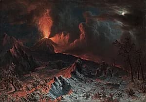 Mount Vesuvius at Midnight by Albert Bierstadt (American, 1830–1902)