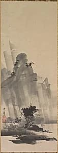 Mountain and River in Storm by Hirowatari Setsuzan (Japanese, ?-1674)