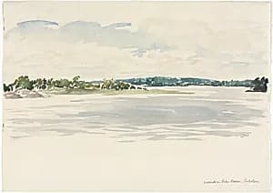 Noonday, Lake Noxen, Sweden  by Muirhead Bone (British, 1876–1953)