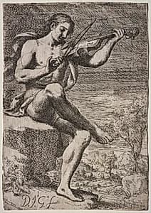 Nude Man Playing a Violin by Jose Garcia Hidalgo (Spanish, 1646–1717)