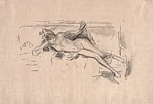 Nude Model Reclining by James McNeill Whistler (American, 1834–1903)